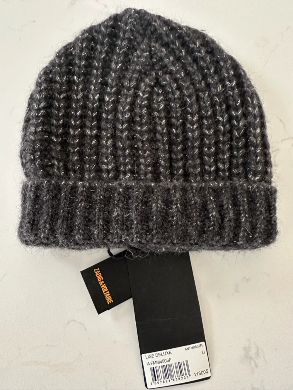 Zadig & Voltaire Lise Deluxe Beanie in Anthracite NWT $118